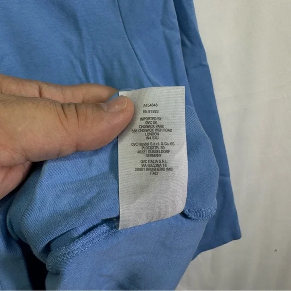 Isaac Mizrahi Live Essentials Blue Scoop Neck 3/4 Sleeve Top Size M - Picture 4 of 6